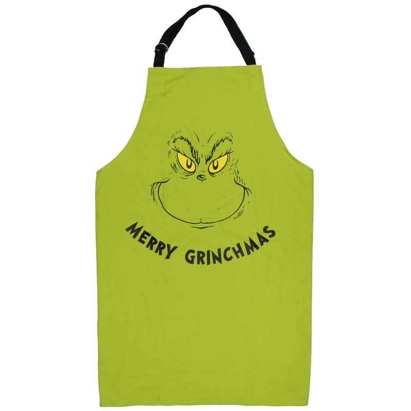 Grinch Apron Dr Seuss How The GRINCH Stole Christmas Merry Grinchmas Adult Kitchen Apron Adjustable Neck Baking Cooking