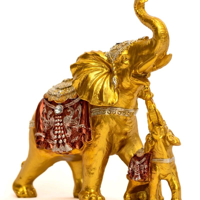 Baby and Mama Elephant Statue With Trunk Facing Upwards Collectible Wealth Lucky Elephant Figurine,Perfect Home Decor Room Mother Gift Decorative Decoration Set Ornament Christmas Sculpture office trinket