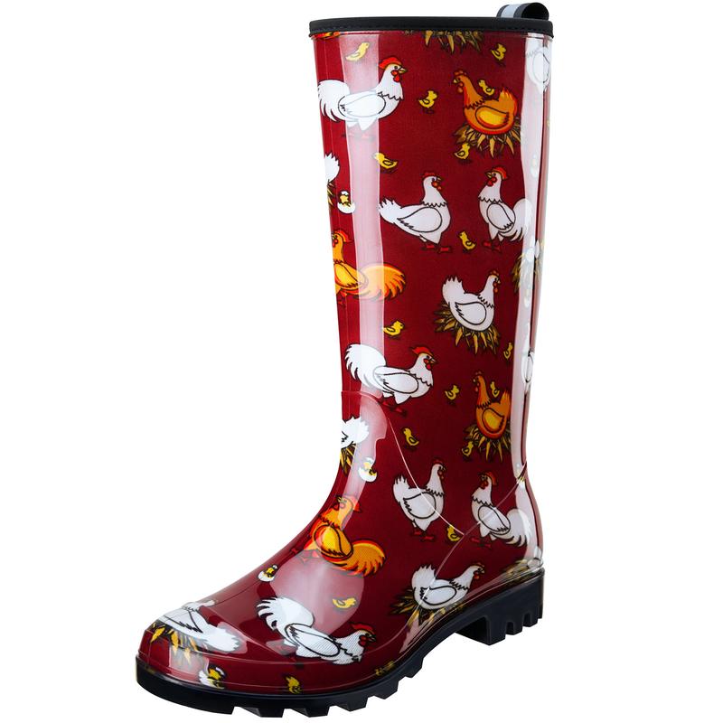 HISEA Women's Rain Boots Waterproof Garden Shoes Colorful Printed Knee High Rubber Boots Anti-Slipping Rainboots for Ladies with Comfort Insole Tall Wellington Rain Shoes