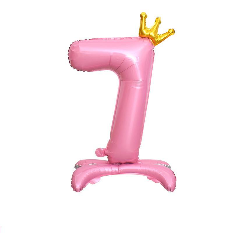 Crown Shaped Number Balloon, 1 Count Lovely Crown Standing Number Balloon, Birthday Party Decoration Balloon for Indoor & Outdoor