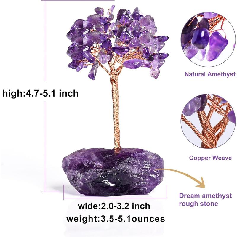 Seven Chakra Tree of Life,Money Tree Dcorations,Crystals and Healing Stones,Reiki Positive Energy Gemstones 7 Chakra Tree,Purple Room Office Desk Feng Shui Decor Meditation Gifts for Women Men Ornaments