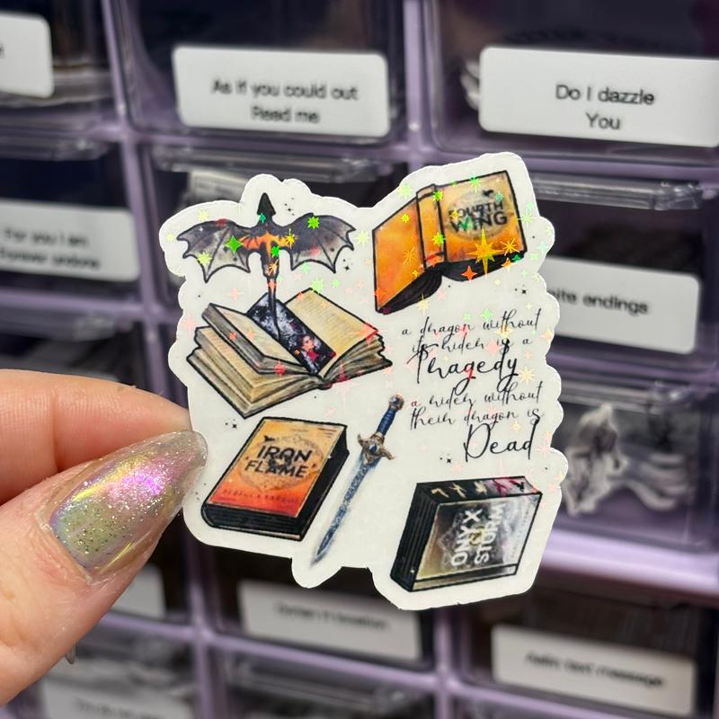 Fourth Wing Inspired Books and Quote Sticker