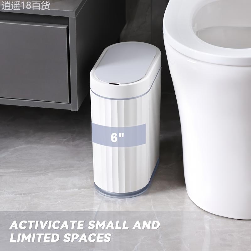 ELPHECO Bathroom Motion Sensor Trash Can 2 Gallon Automatic Garbage Can, 9 L Slim Plastic Smart Trash Can With Lid, Commercial Intelligent Trash Bin For Bedroom, Bathroom, Kitchen, Office Kitchen Trash Cans Light