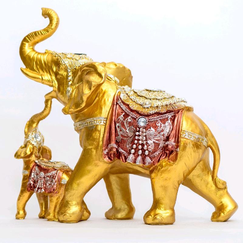 Baby and Mama Elephant Statue With Trunk Facing Upwards Collectible Wealth Lucky Elephant Figurine,Perfect Home Decor Room Mother Gift Decorative Decoration Set Ornament Christmas Sculpture office trinket