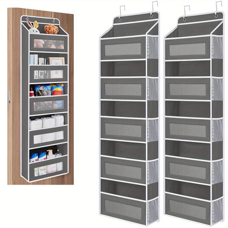 2 Pack Over The Door Organizer Storage, 44lbs Weight Capacity Hanging Door Organizer, Behind Door Organizer with 5 Shelf Hanging Door Organizer with 5 Large Capacity Pockets for Bedroom, Bathroom, Pantry,