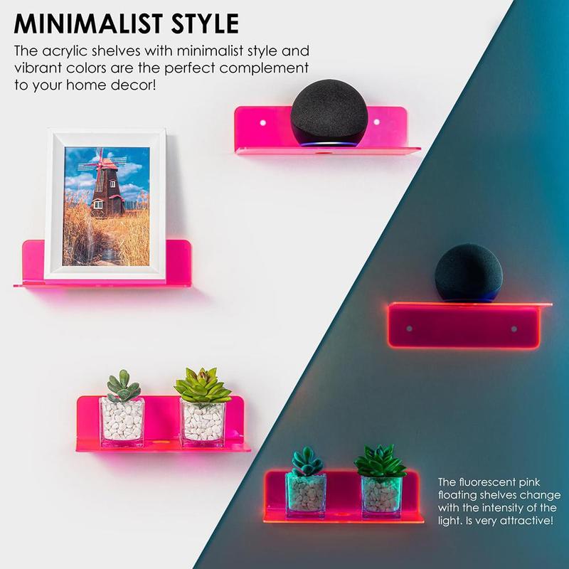 Halloween Colored Acrylic Floating Shelves 9 Inch Set of 2 - Easily Expand Wall Space - Small Wall Shelf with Strong Adhesive for Home Decor Living Room Bedroom Bathroom Kitchen, Room Decor for Halloween, Wall Decor, Cute Accessories, Summer Gift