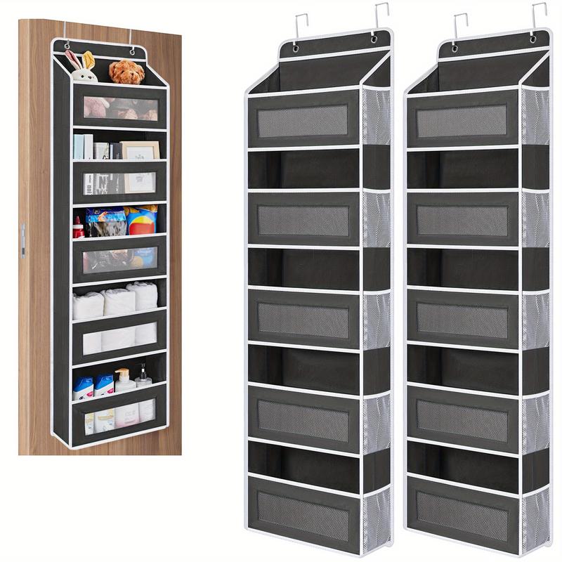 2 Pack Over The Door Organizer Storage, 44lbs Weight Capacity Hanging Door Organizer, Behind Door Organizer with 5 Shelf Hanging Door Organizer with 5 Large Capacity Pockets for Bedroom, Bathroom, Pantry,