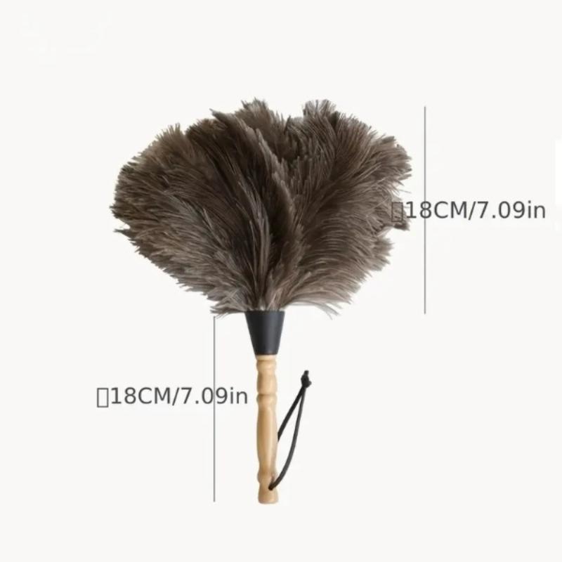 Feather Duster, 1 Count Handheld Dust Brush with Wooden Handle, Portable Dust Brush, Household Cleaning Tool for Home Kitchen Car Office