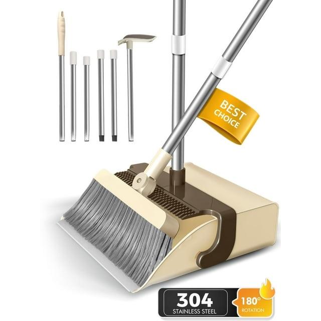 B..I .M. ..Z .U.C Broom and Dustpan Set for Home, Steel Dust Pan with 56.9