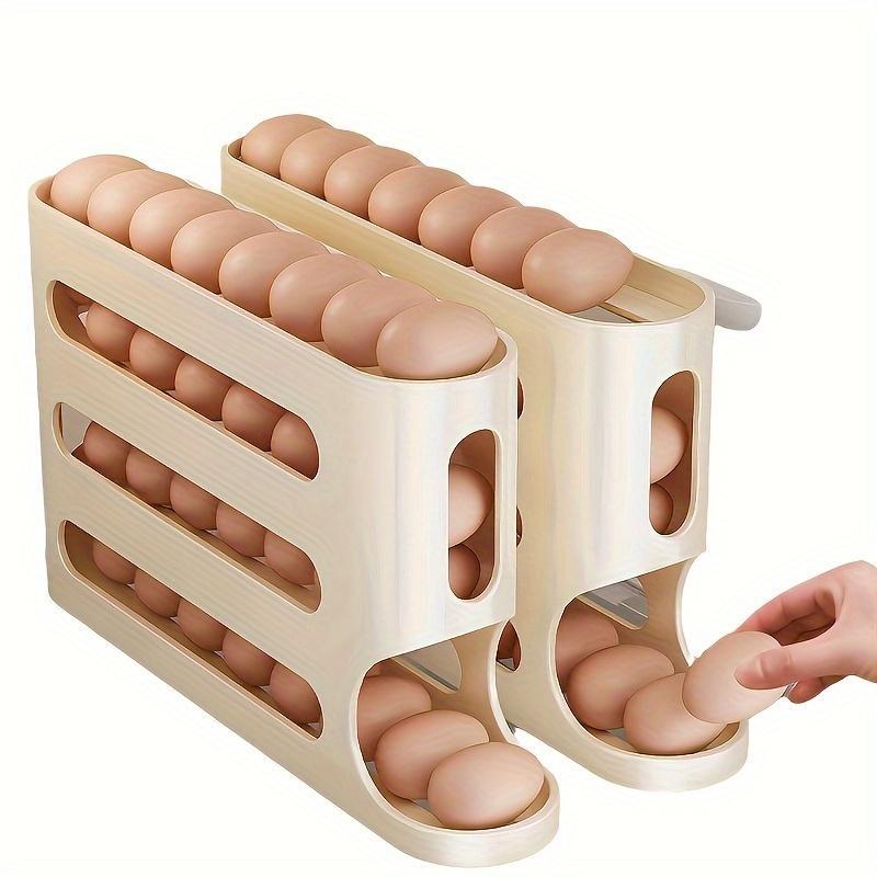 Large Capacity Automatic Rolling Egg Box, 1 Count Multi-layer Egg Storage Rack, Kitchen Organizer for Refrigerator, Cabinet, Shelf & Counter