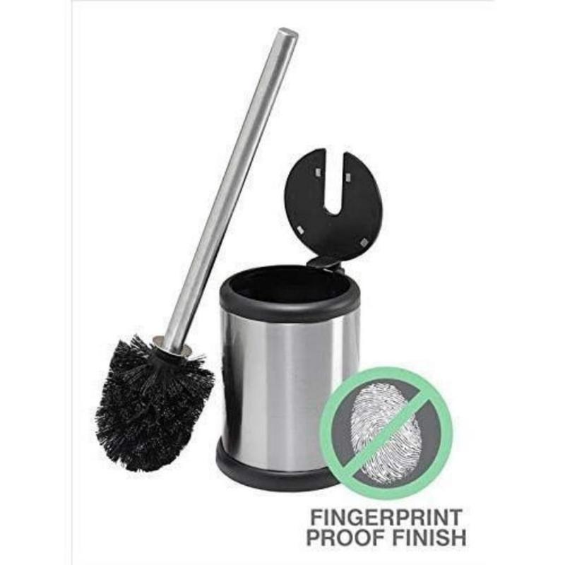 Toilet Brush and Holder | Self Closing Lid | 360 Degree Brush Head | Bathroom Cleaning | Compact Size | Storage and Organization | Stainless Steel(Creative Life Pavilion)