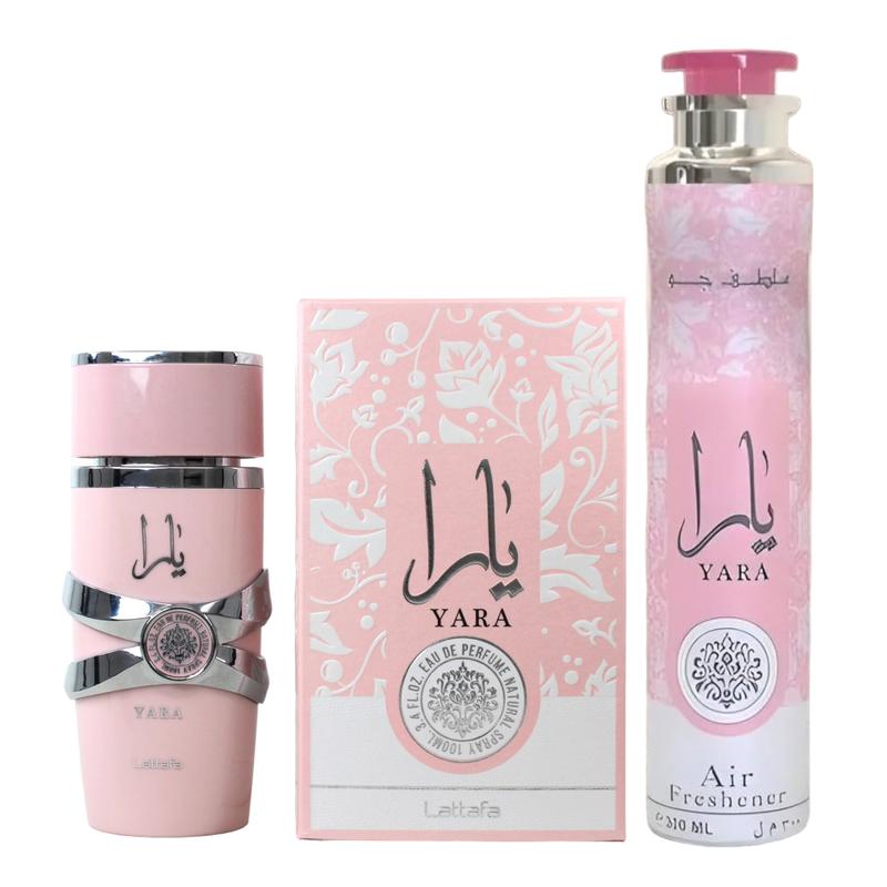 (Bundle Pack) 3.4oz Yara Perfume + Yara Air Freshener Spray by Lattafa