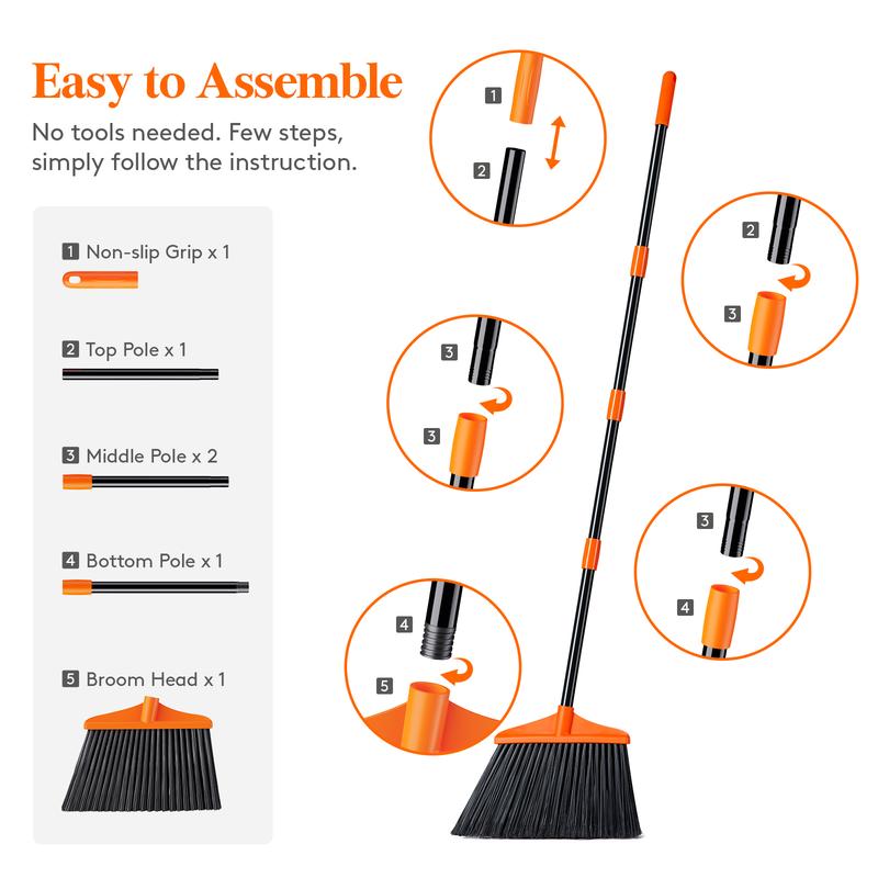 Lifewit Outdoor Indoor Broom Heavy Duty, Commercial Broom with 53