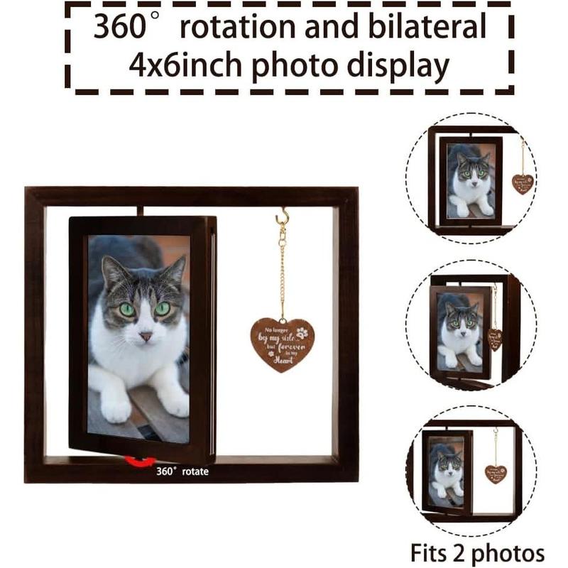 Pet Souvenir Album - Cat and Dog Souvenir Gift -360 degree rotating wooden picture frame -4*6 photos Two photos Dog Souvenir Gift - Lost Dog Sympathy Gift - Dog Zombie Souvenir Picture Frame piece