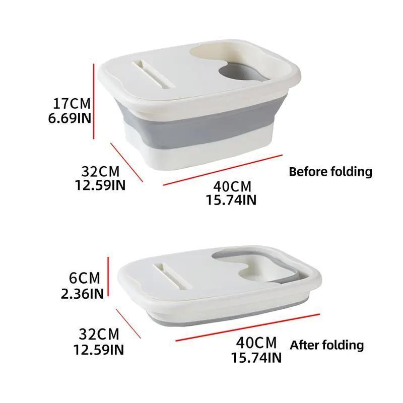 Foldable Foot Bath Tub with Handle, 1 Count Portable Foot Spa Basin with Massage Hole, Space Saving Foot Bath Tub for Home Bathroom Outdoor Dormitory