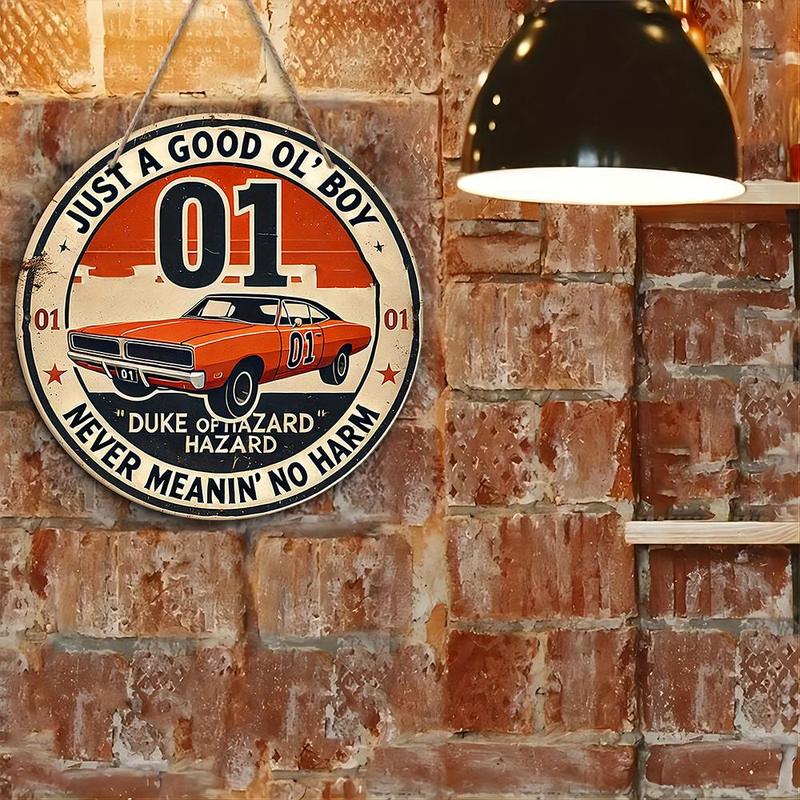 Vintage Car Round Sign, 1 Count Retro Car Round Sign, Wall Decor for Home Living Room Bedroom Bar Pub, Home Decor, Room Decor