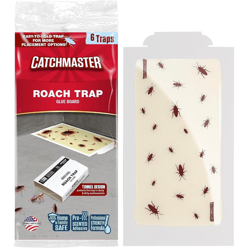 Catchmaster Roach Trap Glue Boards 6-Pk, Adhesive Bug Catcher, Scorpion, Spider, Cricket, & Cockroach Traps for Home, Bulk Glue Traps for House & Garage, Pet Safe Pest Control Catchmaster