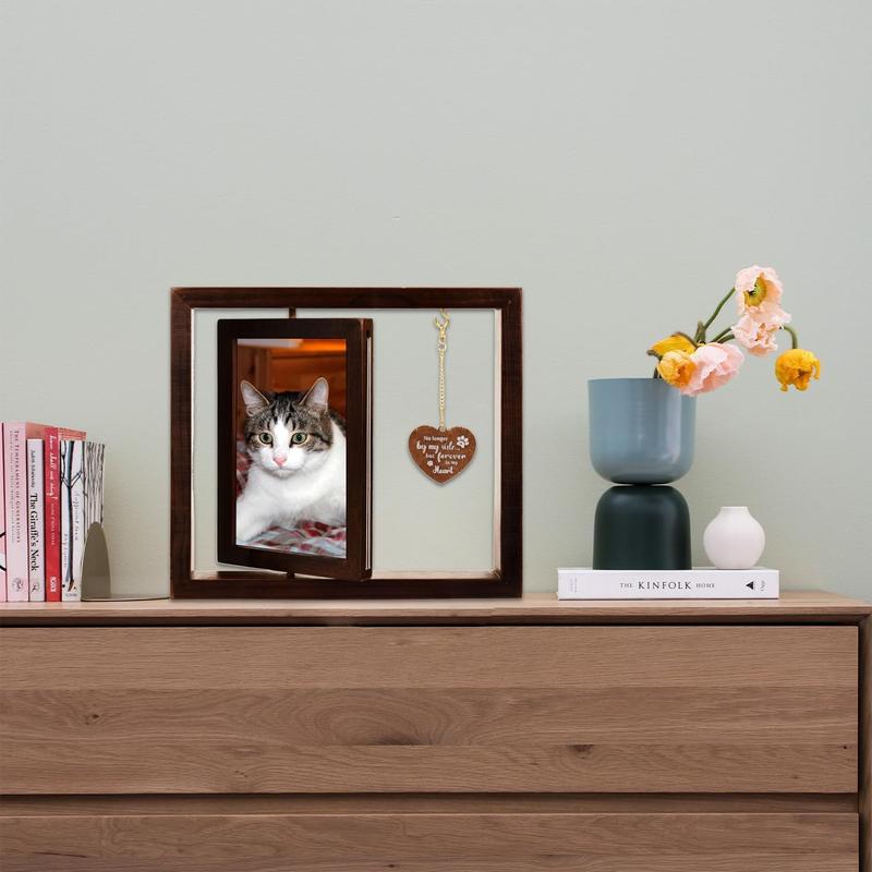 Pet Souvenir Album - Cat and Dog Souvenir Gift -360 degree rotating wooden picture frame -4*6 photos Two photos Dog Souvenir Gift - Lost Dog Sympathy Gift - Dog Zombie Souvenir Picture Frame piece