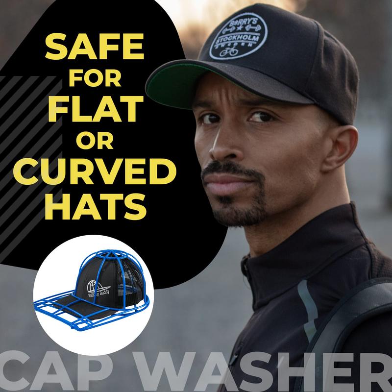 BallcapBuddy Cap Washer Hat Washer The Original Patented Baseball Cap Cleaner Frame Cage Protector Excellent Ball Cap Washer for Flat and Curved caps Dishwasher or Washing Machine (2-Blue) Made in USA Accessories Laundry