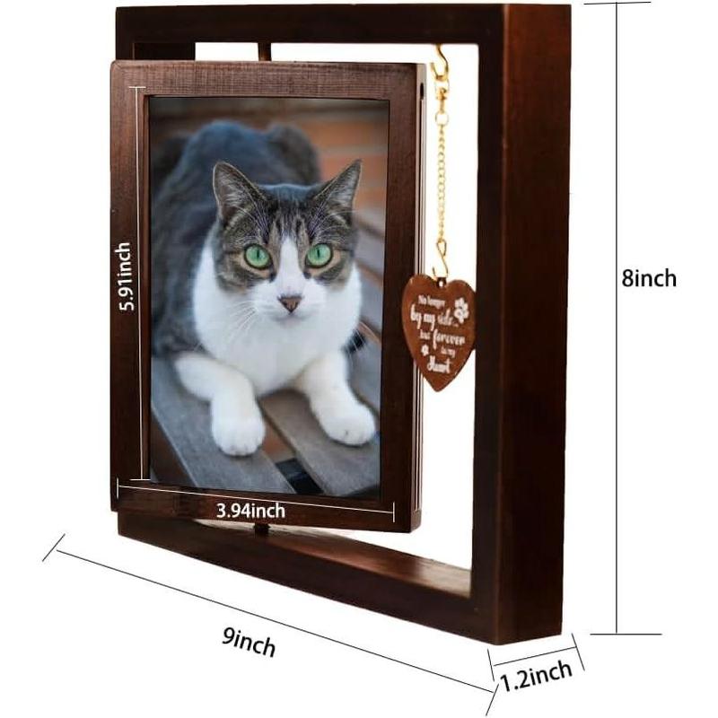 Pet Souvenir Album - Cat and Dog Souvenir Gift -360 degree rotating wooden picture frame -4*6 photos Two photos Dog Souvenir Gift - Lost Dog Sympathy Gift - Dog Zombie Souvenir Picture Frame piece