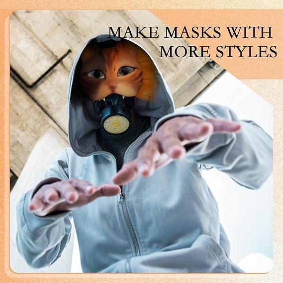 DIY Therian Mask Kit, Blank Cat Mask with Felt Fabric, Plush Faux Fur, Eye Mesh for Therian Gear & Stuff Lightweight Plastic