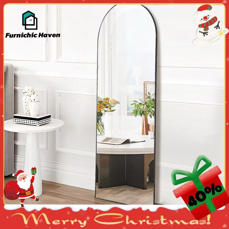 FurniChic Full Length Mirror Floor Standing Hanging or Leaning Against Wall with Aluminum Alloy Frame Decor Durable Glass Shiny Sterling