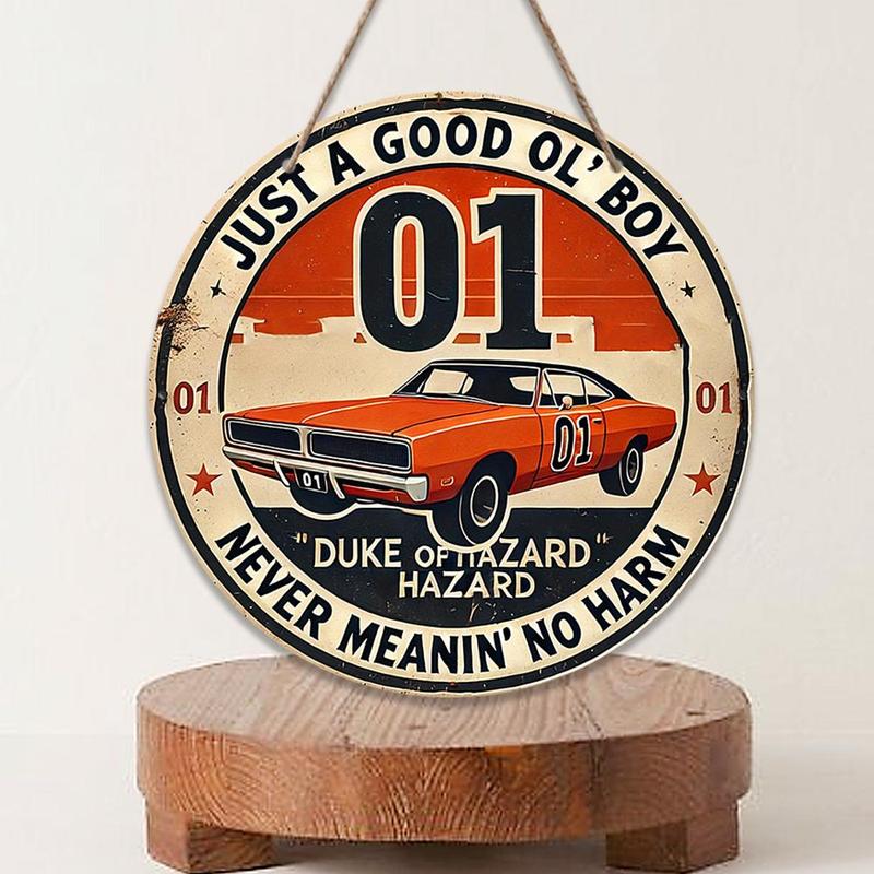 Vintage Car Round Sign, 1 Count Retro Car Round Sign, Wall Decor for Home Living Room Bedroom Bar Pub, Home Decor, Room Decor