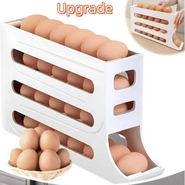 4-layer Egg Storage Box, Refrigerator Egg Storage Organizer, Automatic Egg Rolling Rack, Large Capacity Refrigerator Special Egg Holder Storage Box, Summer Gift Ideas Kitchen Slide