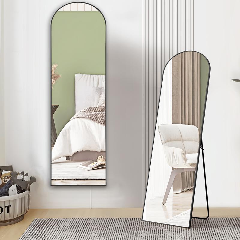 FurniChic Full Length Mirror Floor Standing Hanging or Leaning Against Wall with Aluminum Alloy Frame Decor Durable Glass Shiny Sterling