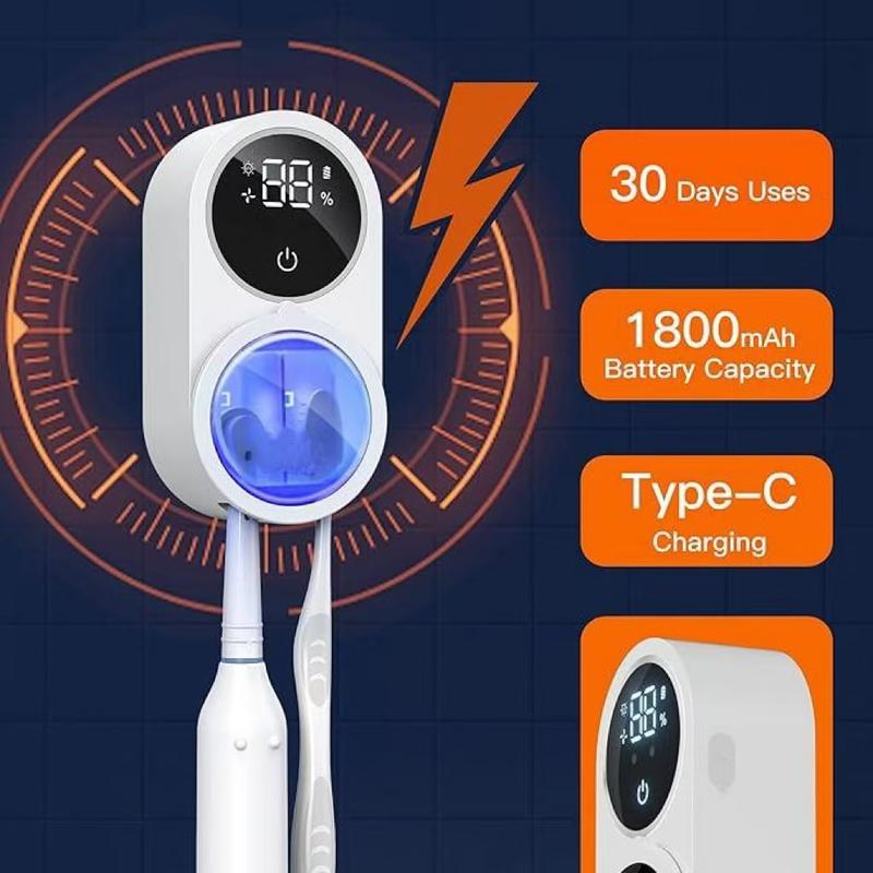 Toothbrush Cleaner, toothbrush Sanitizer, UV-C Cleaning and Air Drying, LED Smart Screen, Rechargeable Wall Mount Toothbrush Holder, X122 toothbrush sterilizer