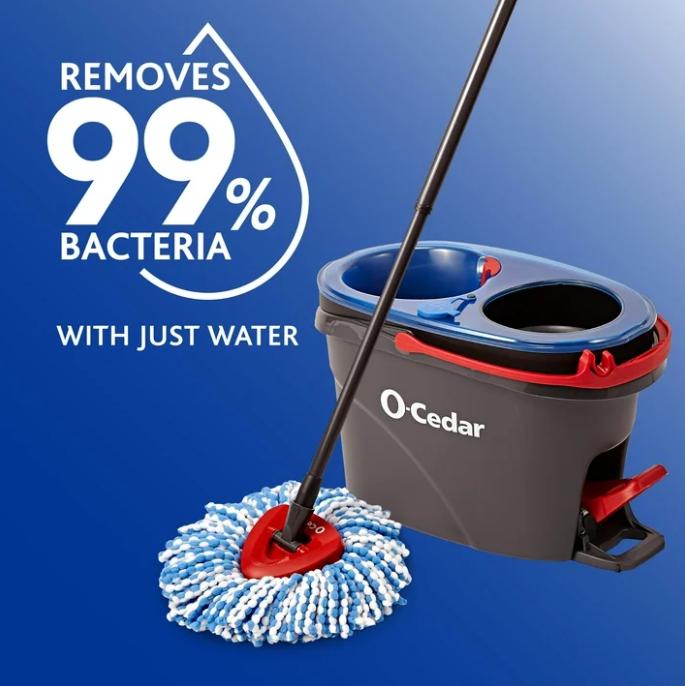 O-Cedar RinseClean Clean Water Spin Mop and Bucket System | Clean with Clean Water | Removes 99% of Bacteria