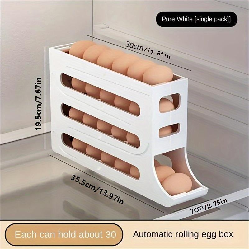 4-layer Egg Storage Box, Refrigerator Egg Storage Organizer, Automatic Egg Rolling Rack, Large Capacity Refrigerator Special Egg Holder Storage Box, Summer Gift Ideas Kitchen Slide