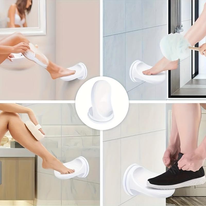 Shower Foot Rest, Wall Mounted Footstool Step, Bathroom Shower Foot Pedal, Plastic Shower Step with Suction Cup, Bathroom Accessories