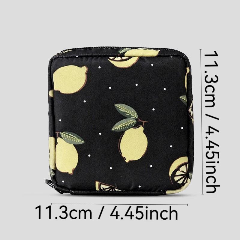 Cute Floral Pattern Zipper Sanitary Napkin Storage Bag, 1 Count Portable Simple Large Capacity Mini Sanitary Napkin Storage Bag, Multifunctional Storage Bag for Home Outdoor Travel