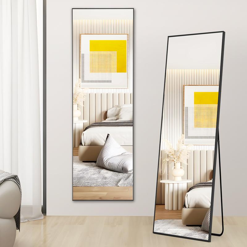 FurniChic Full Length Mirror Floor Standing Hanging or Leaning Against Wall with Aluminum Alloy Frame Decor Durable Glass Shiny Sterling