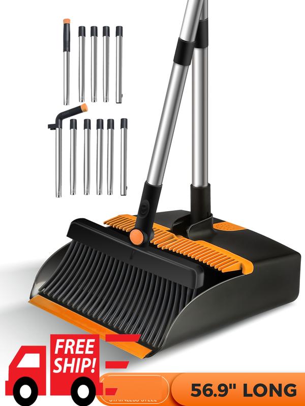 B..I .M. ..Z .U.C Broom and Dustpan Set for Home, Steel Dust Pan with 56.9