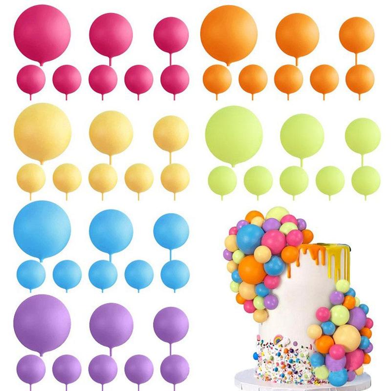 Ball Shaped Cake Topper, 42pcs set Colorful Ball Cake Picks, Cupcake Cake Insert Topper for Birthday Party Wedding Decoration Supplies