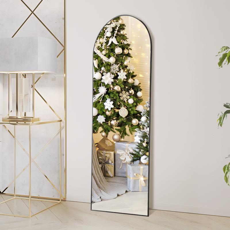 FurniChic Full Length Mirror Floor Standing Hanging or Leaning Against Wall with Aluminum Alloy Frame Decor Durable Glass Shiny Sterling