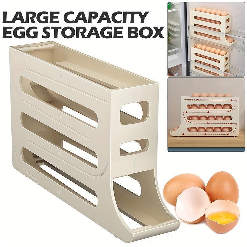 4-layer Egg Storage Box, Refrigerator Egg Storage Organizer, Automatic Egg Rolling Rack, Large Capacity Refrigerator Special Egg Holder Storage Box, Summer Gift Ideas Kitchen Slide