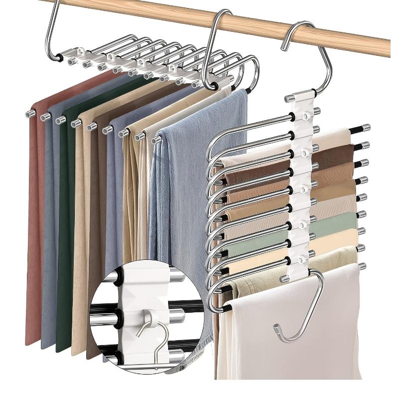 2pcs Stainless Steel 9-tier No-slip Clothes Hangers, Durable Space Saver Organizer for Closet, Wardrobe, Home, Dormitory