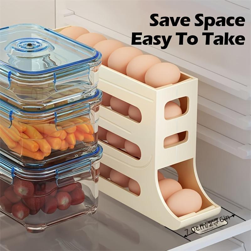 4-layer Egg Storage Box, Refrigerator Egg Storage Organizer, Automatic Egg Rolling Rack, Large Capacity Refrigerator Special Egg Holder Storage Box, Summer Gift Ideas Kitchen Slide