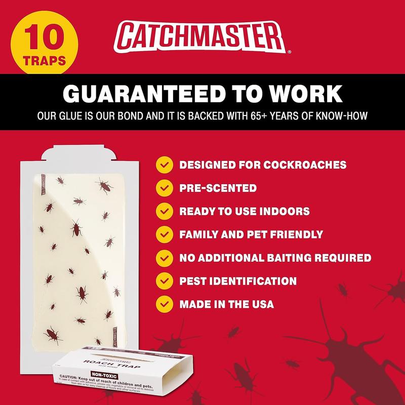 Catchmaster Roach Trap Glue Boards 6-Pk, Adhesive Bug Catcher, Scorpion, Spider, Cricket, & Cockroach Traps for Home, Bulk Glue Traps for House & Garage, Pet Safe Pest Control Catchmaster