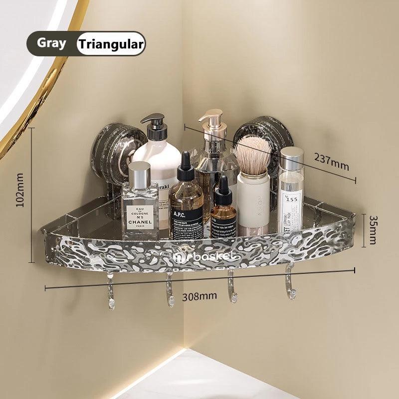 Light Luxury Bathroom Shelf Suction Cup Shampoo Shower Rack Punch-Free Storage Organizer Holder Bathroom Accessories