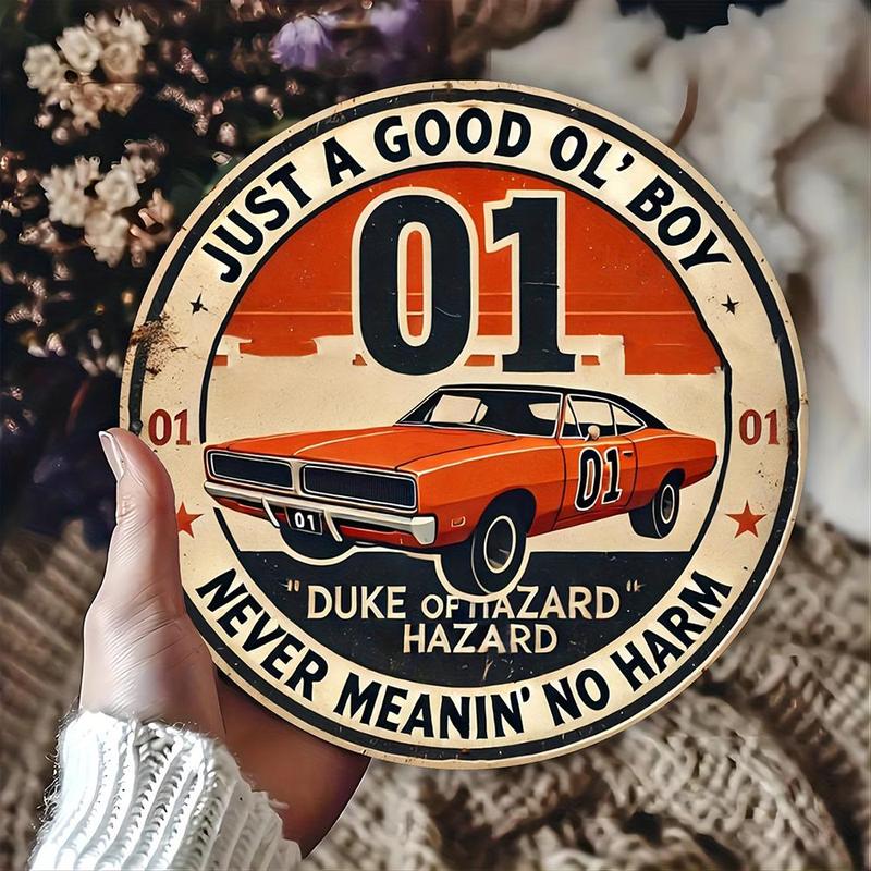 Vintage Car Round Sign, 1 Count Retro Car Round Sign, Wall Decor for Home Living Room Bedroom Bar Pub, Home Decor, Room Decor