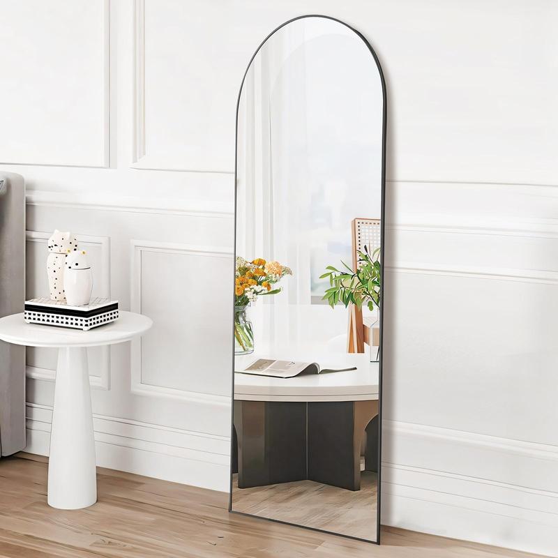 FurniChic Full Length Mirror Floor Standing Hanging or Leaning Against Wall with Aluminum Alloy Frame Decor Durable Glass Shiny Sterling