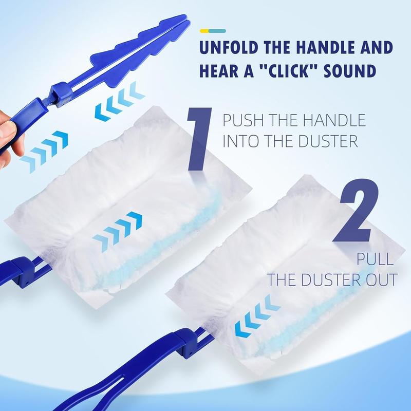 Duster Refills for Swiffer Duster  270 Degrees Disposable Fluffy Static Duster Heavy Duty Extendable Handle Starter Kit Cleaning Set