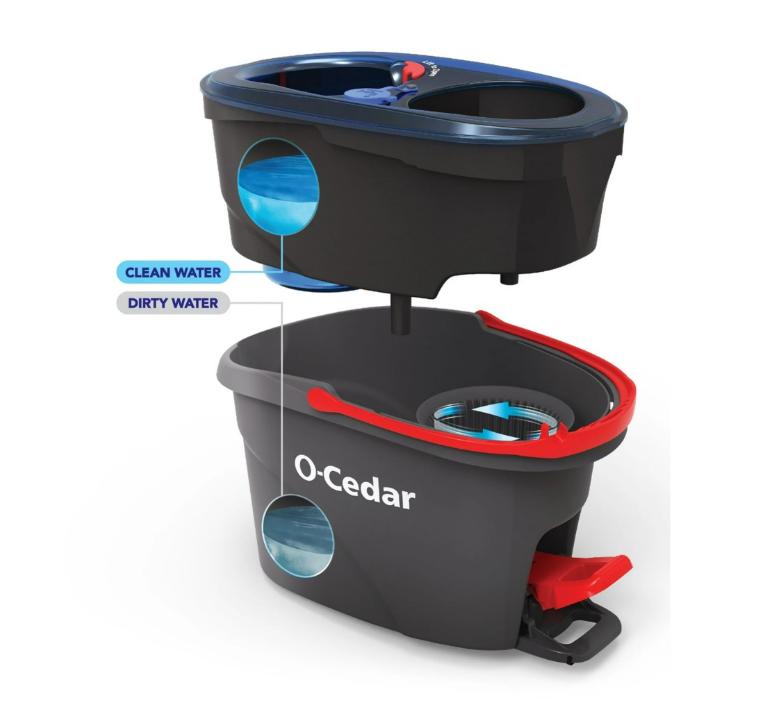 O-Cedar RinseClean Clean Water Spin Mop and Bucket System | Clean with Clean Water | Removes 99% of Bacteria