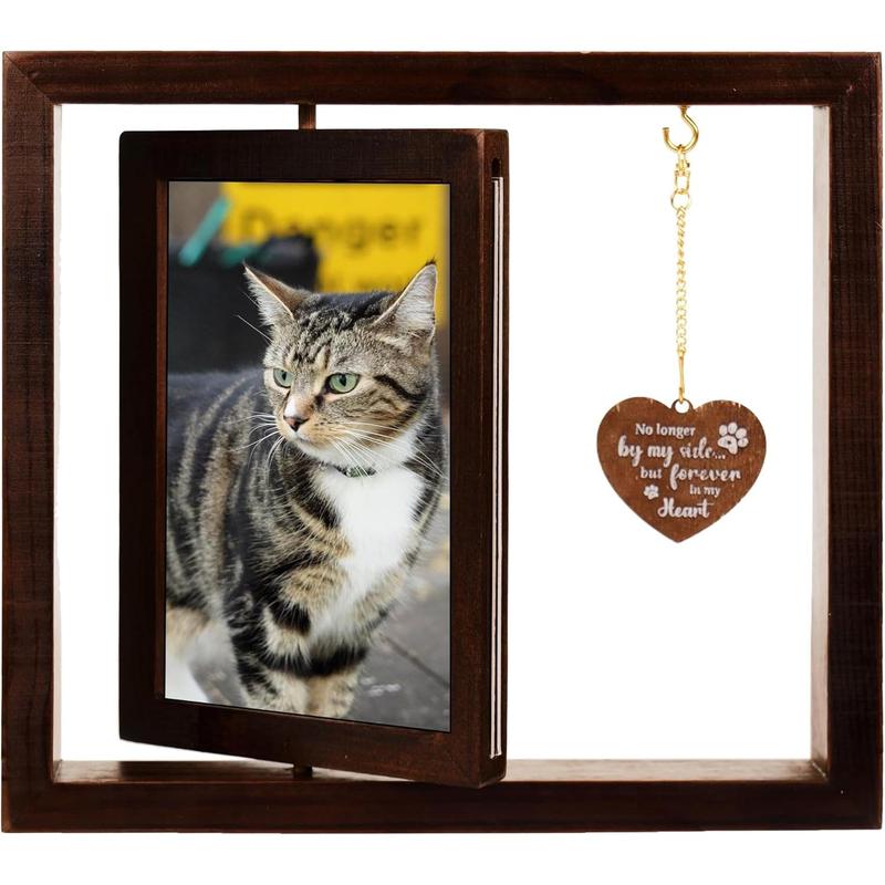 Pet Souvenir Album - Cat and Dog Souvenir Gift -360 degree rotating wooden picture frame -4*6 photos Two photos Dog Souvenir Gift - Lost Dog Sympathy Gift - Dog Zombie Souvenir Picture Frame piece