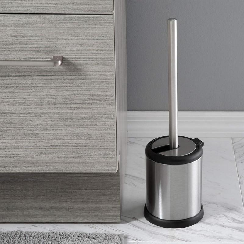 Toilet Brush and Holder | Self Closing Lid | 360 Degree Brush Head | Bathroom Cleaning | Compact Size | Storage and Organization | Stainless Steel(Creative Life Pavilion)