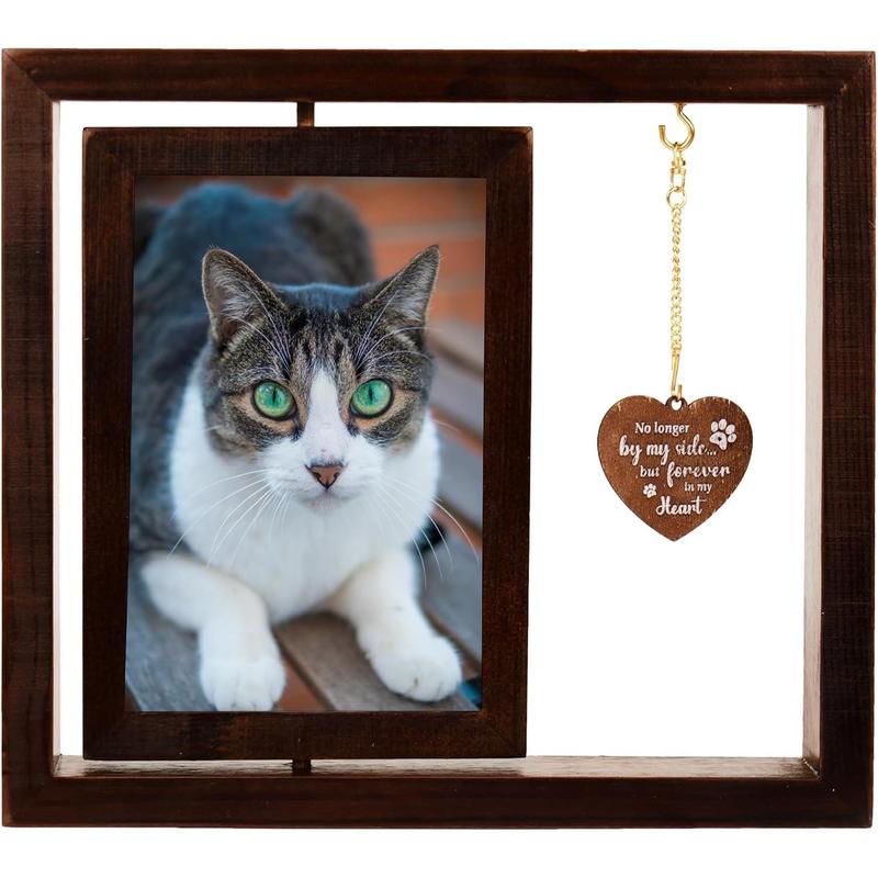 Pet Souvenir Album - Cat and Dog Souvenir Gift -360 degree rotating wooden picture frame -4*6 photos Two photos Dog Souvenir Gift - Lost Dog Sympathy Gift - Dog Zombie Souvenir Picture Frame piece